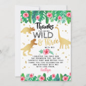Jonge wilde en Drie Dinosaur-meisjes Derde verjaar Bedankkaart (Voorkant)