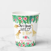 Jonge wilde en Drie Dinosaur-meisjes Derde verjaar Papieren Bekers (Achterkant)