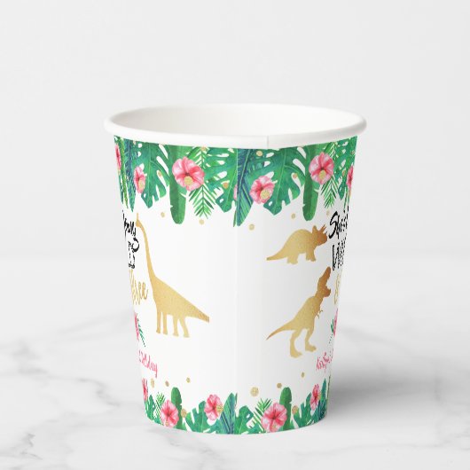Jonge wilde en Drie Dinosaur-meisjes Derde verjaar Papieren Bekers (Rechts)