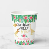 Jonge wilde en Drie Dinosaur-meisjes Derde verjaar Papieren Bekers (Voorkant)