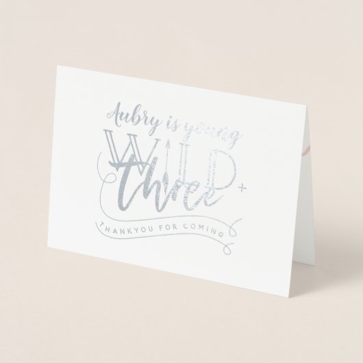 Jonge wilde en drie echte bladfoto bedankt folie kaarten (Voorkant)