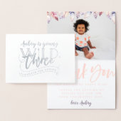 Jonge wilde en drie echte bladfoto bedankt folie kaarten (Display)