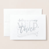 Jonge wilde en drie echte bladfoto bedankt folie kaarten (Voorkant met envelop)