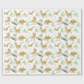 Jonge wilde en Drie Elegant gouden Dinosaur Cadeaupapier (Vlak)
