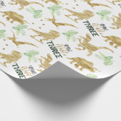 Jonge wilde en Drie Elegant gouden Dinosaur Cadeaupapier (Hoek)