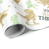 Jonge wilde en Drie Elegant gouden Dinosaur Cadeaupapier (Rol Hoek)