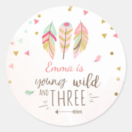 Jonge wilde en drie Favor Tags Sticker Pink Gold