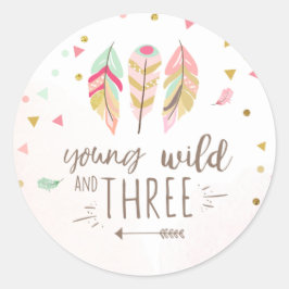 Jonge wilde en drie Favor Tags Sticker Pink Gold