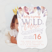 Jonge, wilde en drie fotoverjaardagsuitnodigingen. kaart (Voorkant / Achterkant)