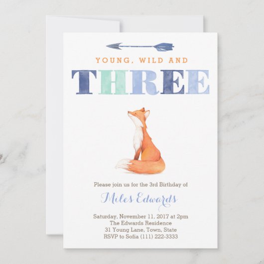 Jonge wilde en drie fox-Kaarten van de derde verja Kaart (Voorkant)