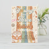 Jonge wilde en Drie Groovy-regenboogdag 3e verjaar Kaart (Staand voorkant)