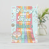 Jonge wilde en Drie Groovy-regenboogdag 3e verjaar Kaart (Staand voorkant)