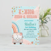 Jonge wilde en Drie Groovy-regenboogdag 3e verjaar Kaart (Staand voorkant)