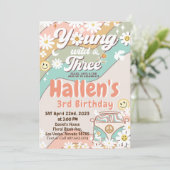 Jonge wilde en Drie Groovy-regenboogdag 3e verjaar Kaart (Staand voorkant)