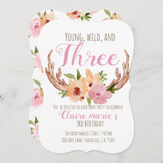 Jonge wilde en drie jaar oud kaart (Voorkant / Achterkant)