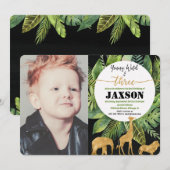 Jonge wilde en drie jongens verjaardagsfoto-uitnod kaart (Voorkant / Achterkant)