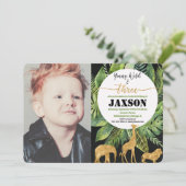 Jonge wilde en drie jongens verjaardagsfoto-uitnod kaart (Staand voorkant)