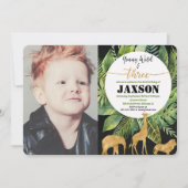 Jonge wilde en drie jongens verjaardagsfoto-uitnod kaart (Voorkant)