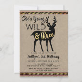 Jonge wilde en drie meisjes 3e verjaardag kaart (Voorkant)