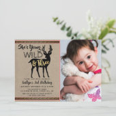 Jonge wilde en drie meisjes 3e verjaardag kaart (Staand voorkant)
