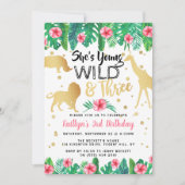 Jonge wilde en drie meisjes 3e verjaardag kaart (Voorkant)