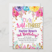 Jonge wilde en Drie meisjes Boho Floral 3e verjaar Kaart (Voorkant)