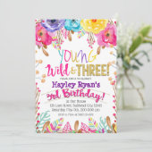 Jonge wilde en Drie meisjes Boho Floral 3e verjaar Kaart (Staand voorkant)