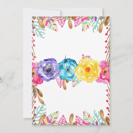 Jonge wilde en Drie meisjes Boho Floral 3e verjaar Kaart (Achterkant)