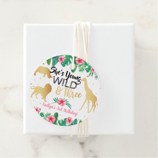 Jonge wilde en Drie meisjes Derde verjaardag Bedankjes Labels (In situ)