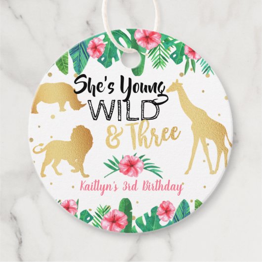 Jonge wilde en Drie meisjes Derde verjaardag Bedankjes Labels (Voorkant)