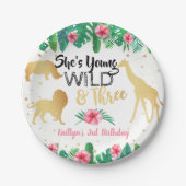 Jonge wilde en Drie meisjes Derde verjaardag Papieren Bordje (Voorkant)