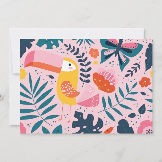 Jonge, wilde en drie meisjes verjaardagsuitnodigin kaart (Achterkant)