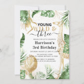 Jonge, Wilde en Drie Oerwoud Greenery Birthday Par Kaart (Voorkant)