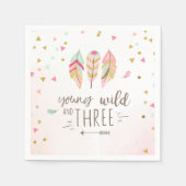 Jonge wilde en drie papieren "Napkin Pink Gold Gir Servet (Voorkant)
