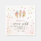 Jonge wilde en drie papieren "Napkin Pink Gold Gir Servetten (Voorkant)