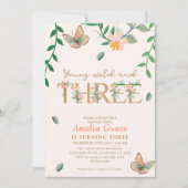 Jonge wilde en drie perzik bloemen 3e verjaardag kaart (Voorkant)