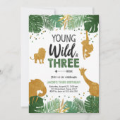 Jonge Wilde en Drie Safari Animals Boy Birthday Kaart (Voorkant)