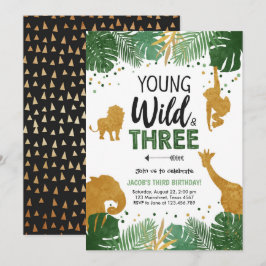 Jonge Wilde en Drie Safari Animals Boy Birthday Kaart