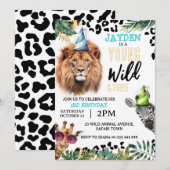 Jonge Wilde en Drie Safari Dieren 3e Verjaardag Kaart (Voorkant / Achterkant)