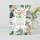 Jonge wilde en Drie Safari-dieren 3rd Boy Birthday Kaart (Staand voorkant)