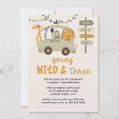 Jonge, wilde en Drie Safari-dieren Derde verjaarda Kaart (Voorkant)