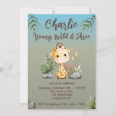 Jonge Wilde en Drie Safari Dieren Giraffe 3e Kaart (Voorkant)