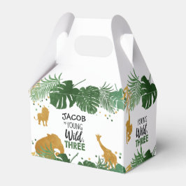 Jonge Wilde en Drie Safari Dieren Jongen Favor Box Bedankdoosjes