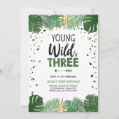 Jonge Wilde en Drie Safari Dieren Jongen Verjaarda Kaart (Voorkant)