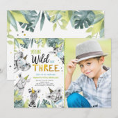 Jonge Wilde en Drie Safari Dieren Jongen Verjaarda Kaart (Voorkant / Achterkant)