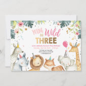 Jonge wilde en drie Safari Girl Anithday Kaart (Voorkant)