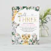 Jonge wilde en drie Safari Oerwoud dierdag Kaart (Staand voorkant)