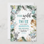 Jonge wilde en drie Safari Oerwouden Partij Kaart (Voorkant)