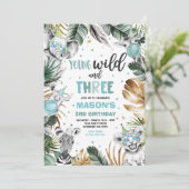 Jonge wilde en drie Safari Oerwouden Partij Kaart (Staand voorkant)