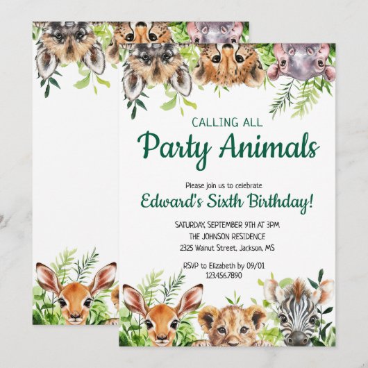 Jonge wilde en drie Schattigee safaridieren Kaart (Voorkant / Achterkant)